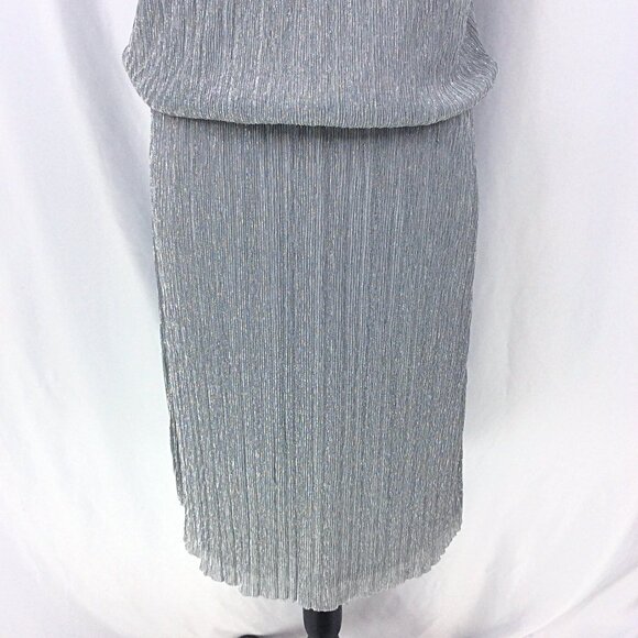 WHBM White House Black Market Dress Women Size Medium Silver Metallic Sleeveless - Picture 6 of 10